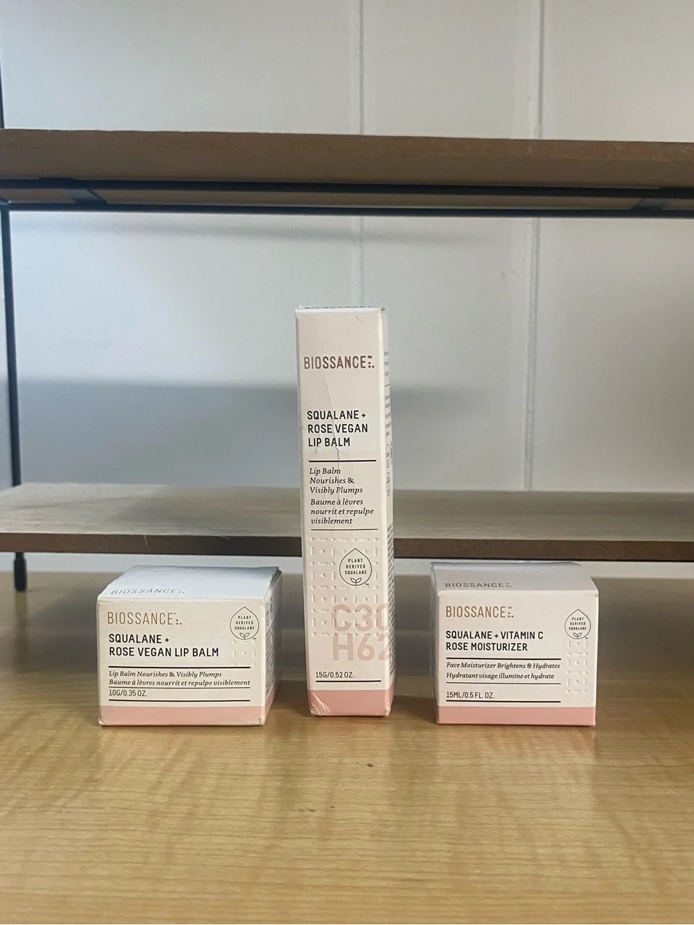3 x Biossance Squalane + Rose Lip Balm New in Box Full Size